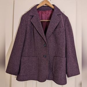 Vintage Purple 100% Wool With Pockets and button-up Blazer Made In England